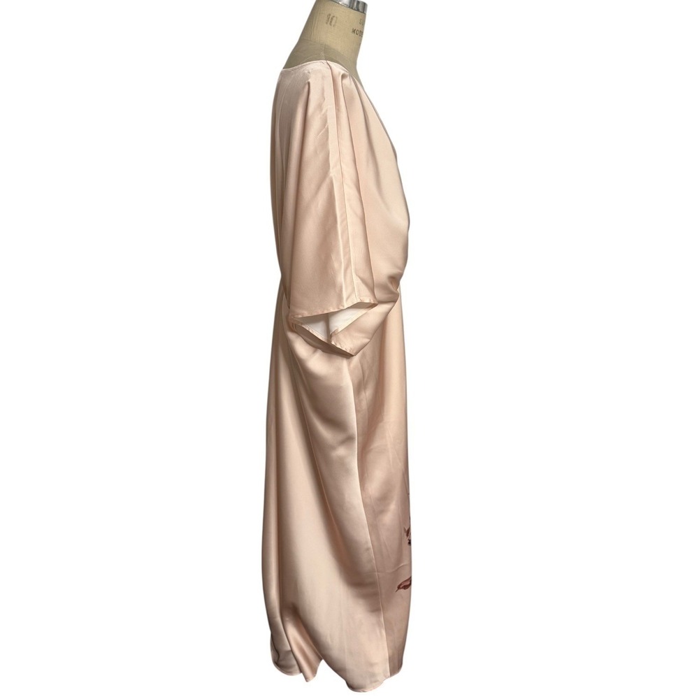 BHLDN Dress Leila Deep V Satin Flutter Sleeve Plus Size 24W Blush Floral Print - Picture 6 of 8